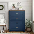 Armada Navy 4 Drawer Dresser with Walnut top