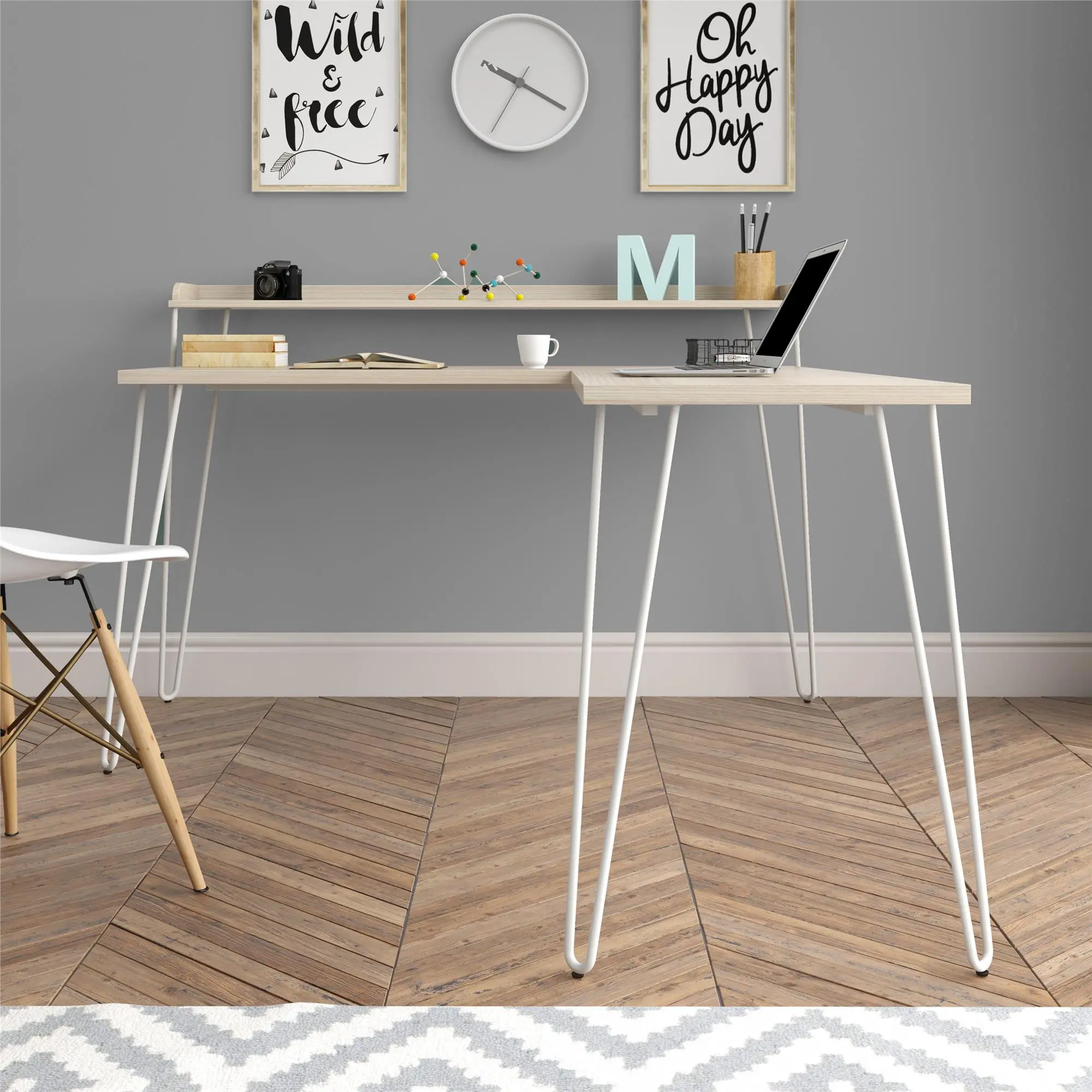 Haven Natural L-Shaped Desk with Riser-3
