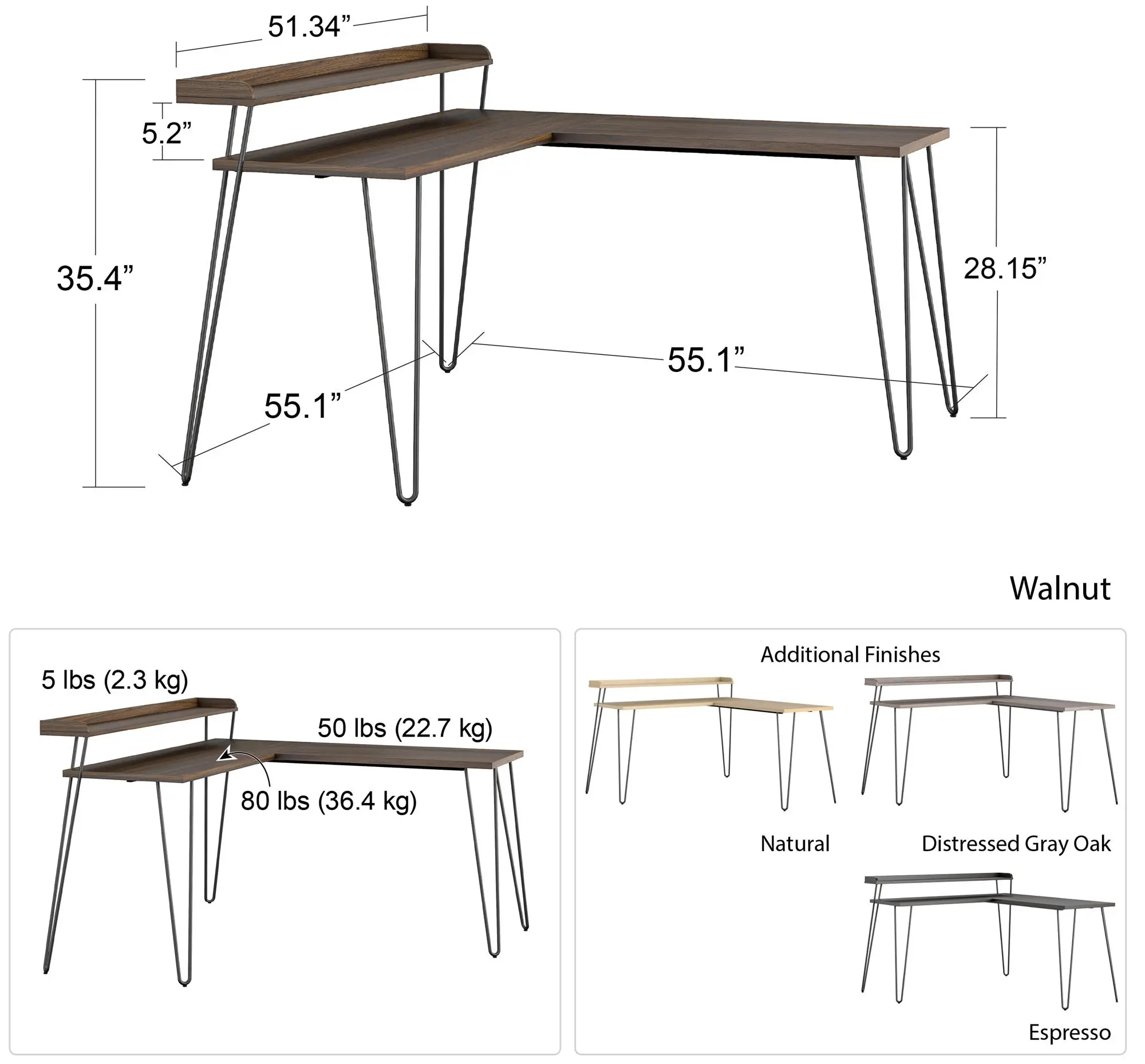 Haven Natural L-Shaped Desk with Riser-7