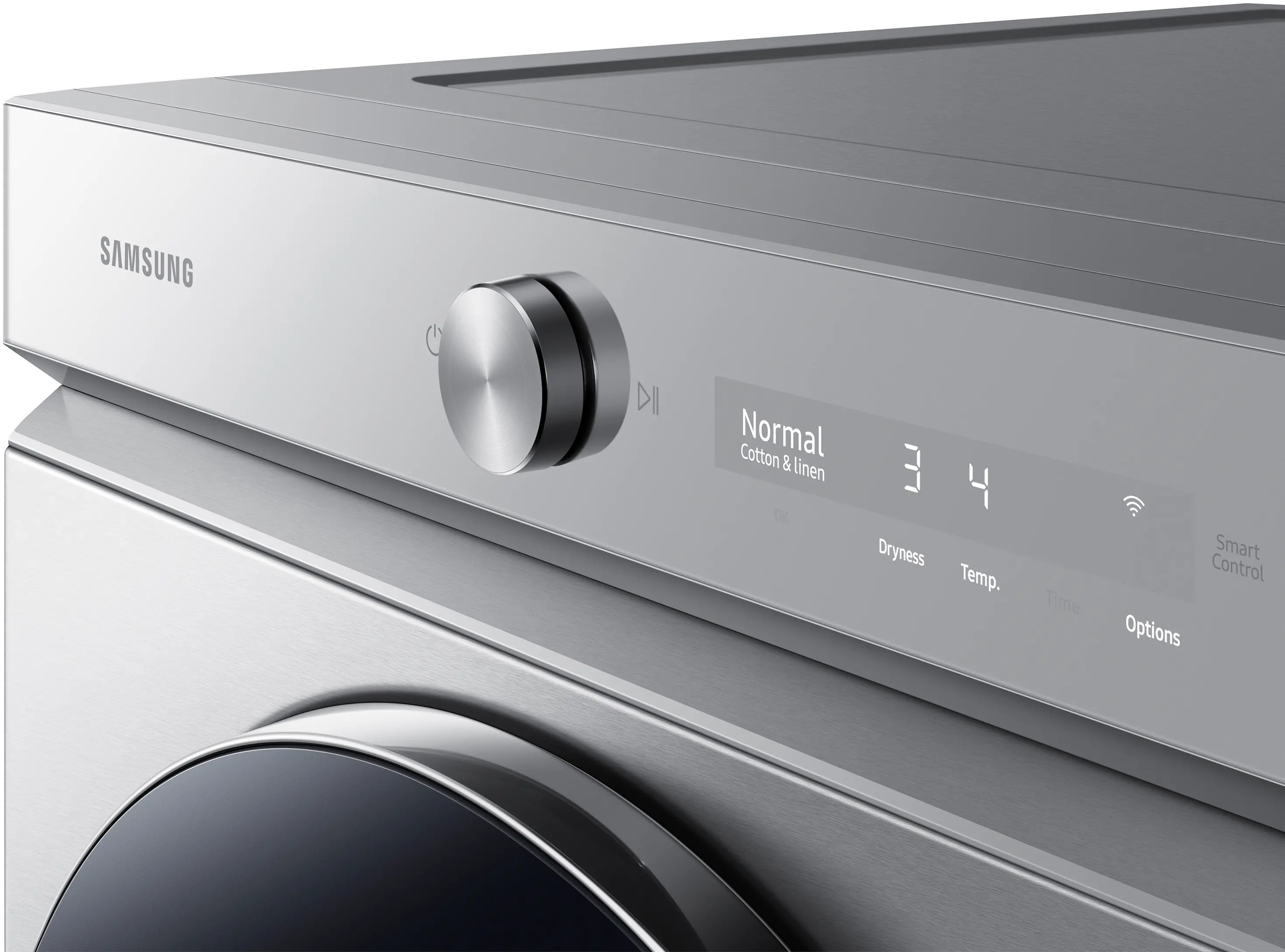 DVE53BB8900T Samsung Bespoke 7.6 cu ft Electric Dryer with Smart Dial - Silver Steel 53BB8900-5