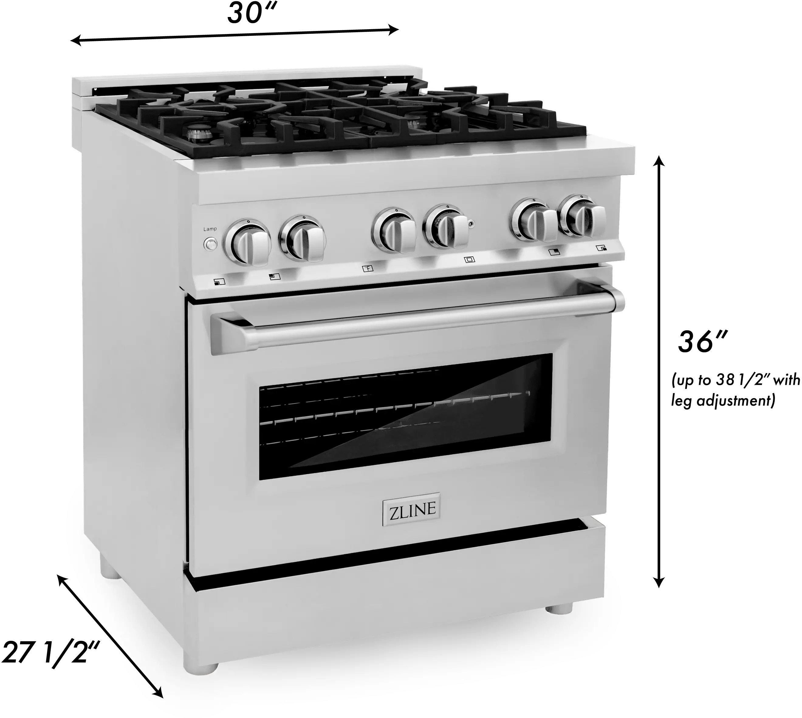 RA30 ZLINE 4 cu ft Dual Fuel Range - Stainless Steel-12
