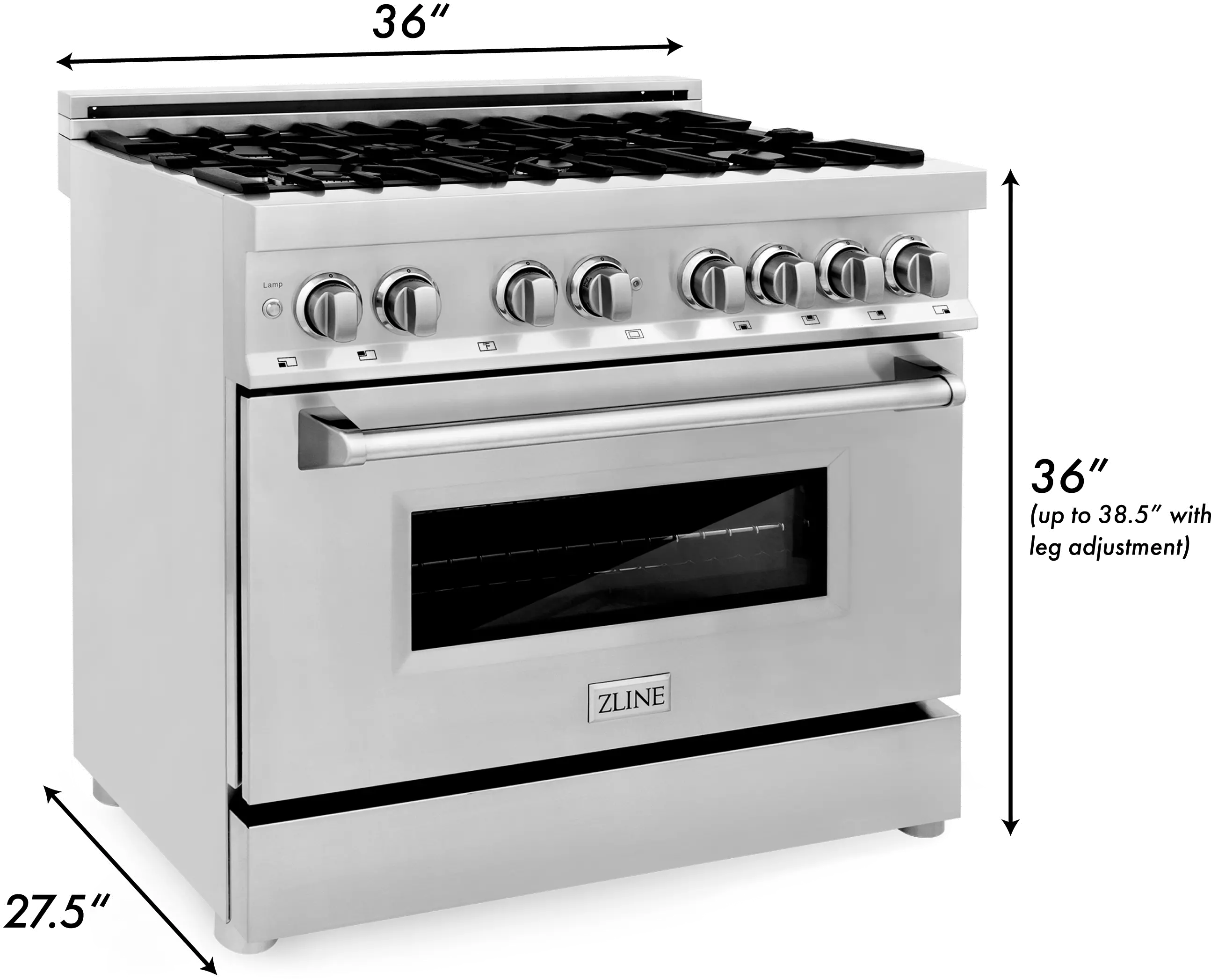 RA36 ZLINE 4.6 cu ft Dual Fuel Range - 36 W Stainless Steel 36 Inch-10