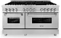 RA60 ZLINE 7.4 cu ft Dual Fuel Double Oven Range - 60 W Stainless Steel