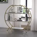 Amelia White Marble Round Bookcase