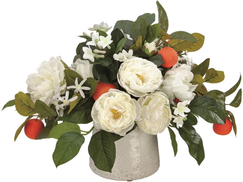 Peony, Mandarin, and Stephanotis Faux Arrangement