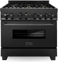 RAB-BR-36 ZLINE 4.6 cu ft Dual Fuel Range - 36 W Black Stainless Steel