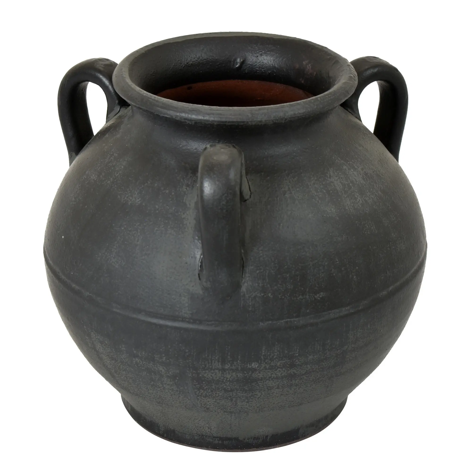 Four Handle 7.75 Black Urn Vase-1