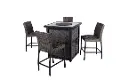 5PC HAVANA FIRE TOWER KIT Havana Brown Patio Bar Stool and Firepit Tower Dining Set