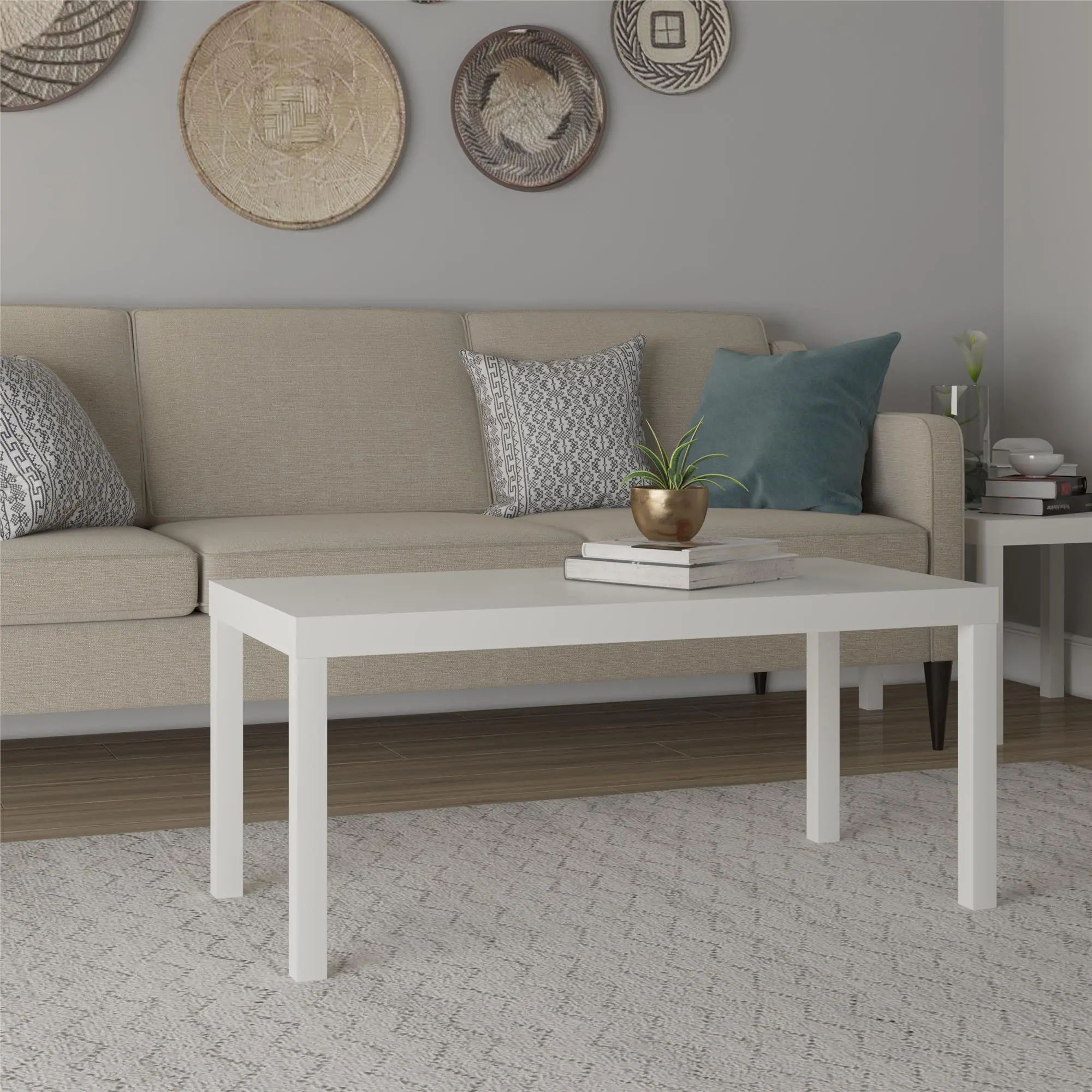 Parsons White Coffee Table-3