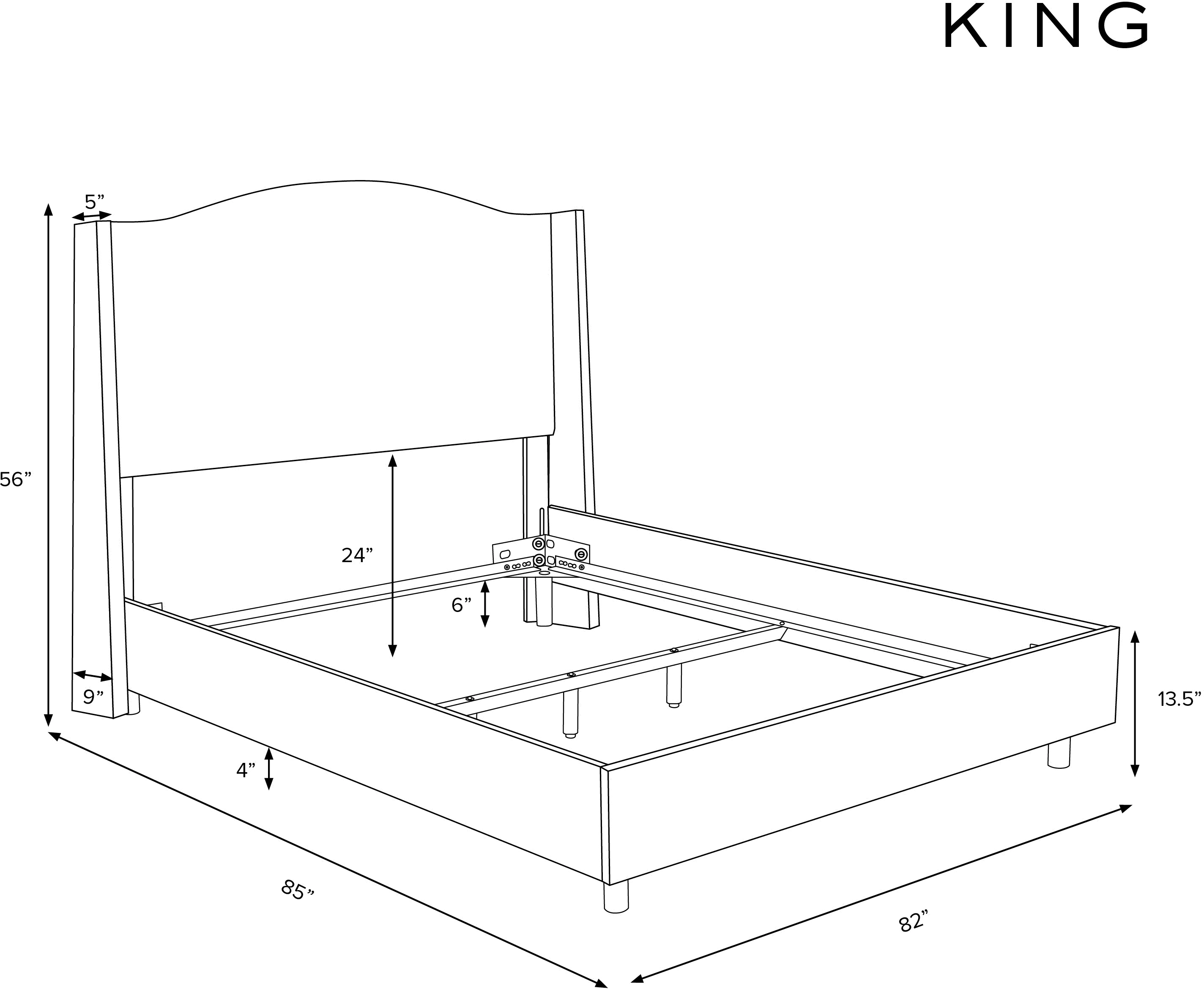 423BEDMLNSNW Blake Snow White King Wingback Bed - Skyline Furniture-5