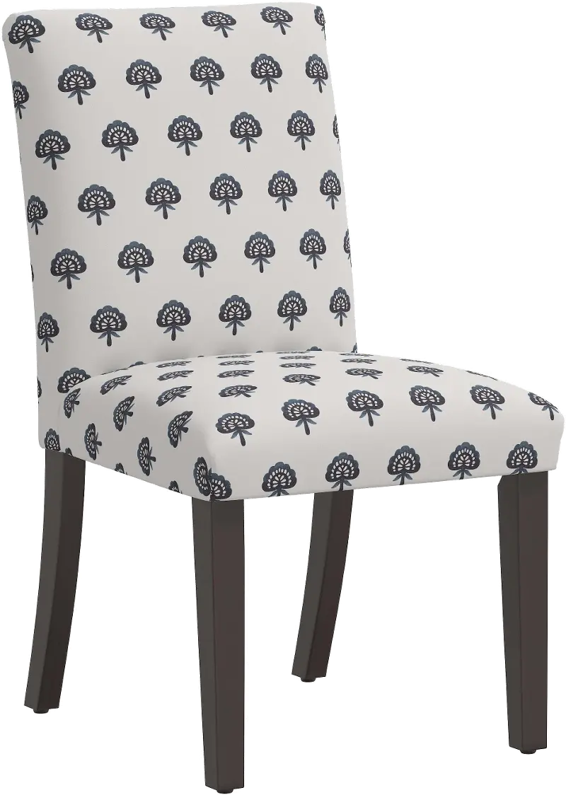 Drew Navy Floral Dining Chair - Skyline Furniture
