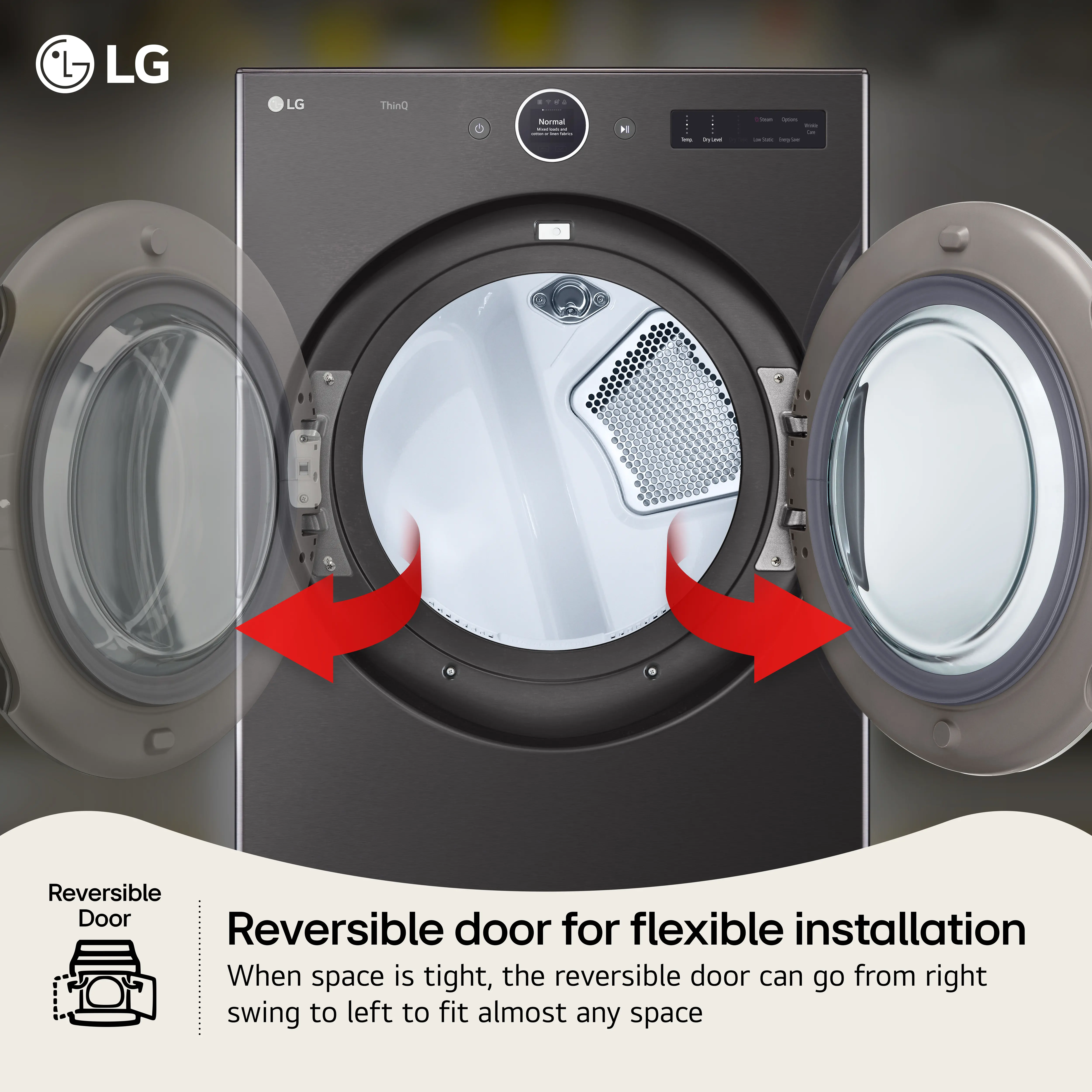 DLGX6701B LG 7.4 cu ft Gas Dryer - Black Steel 6700B-2