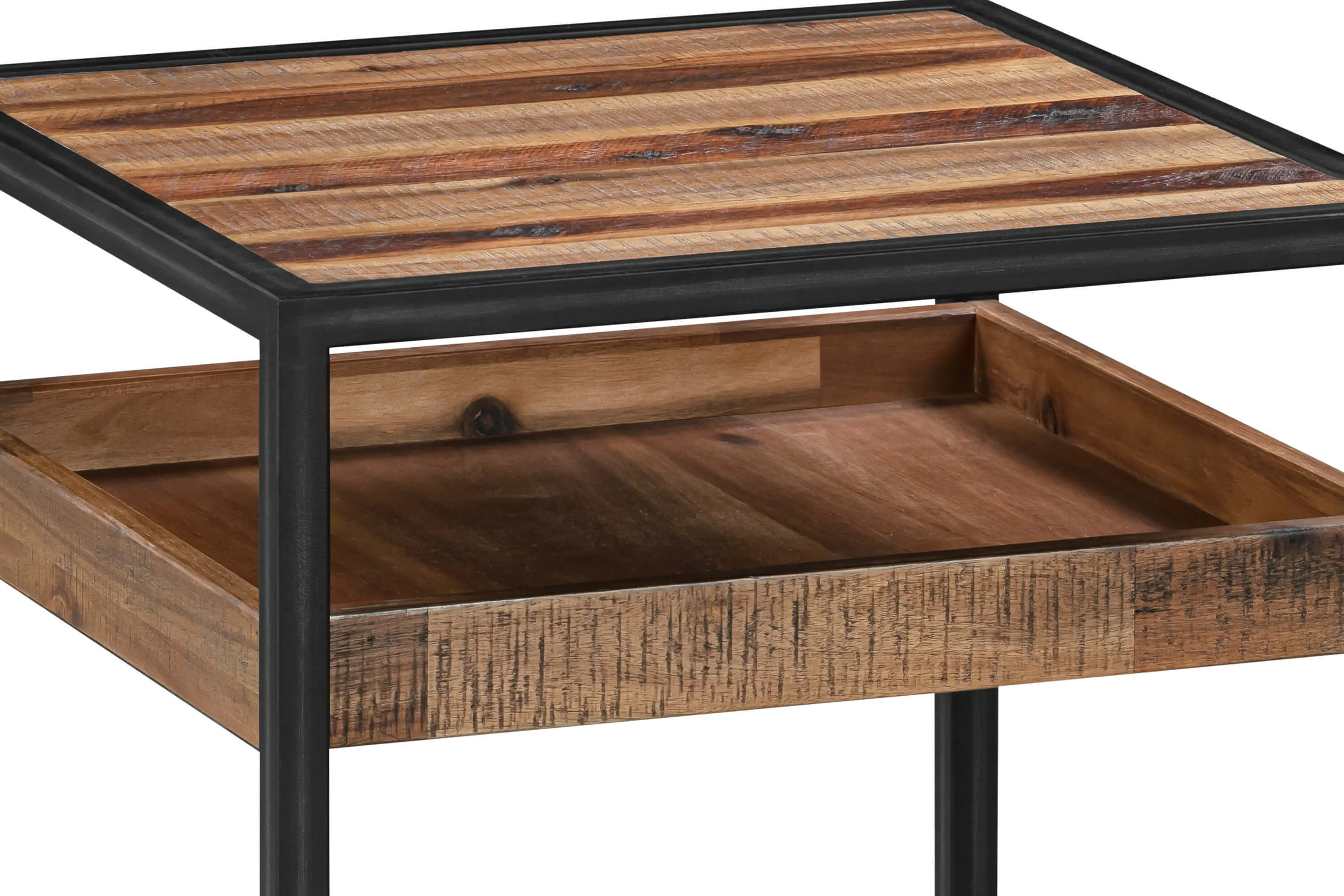 LCLDLARU Ludgate Black and Brown Square End Table with Shelf-4