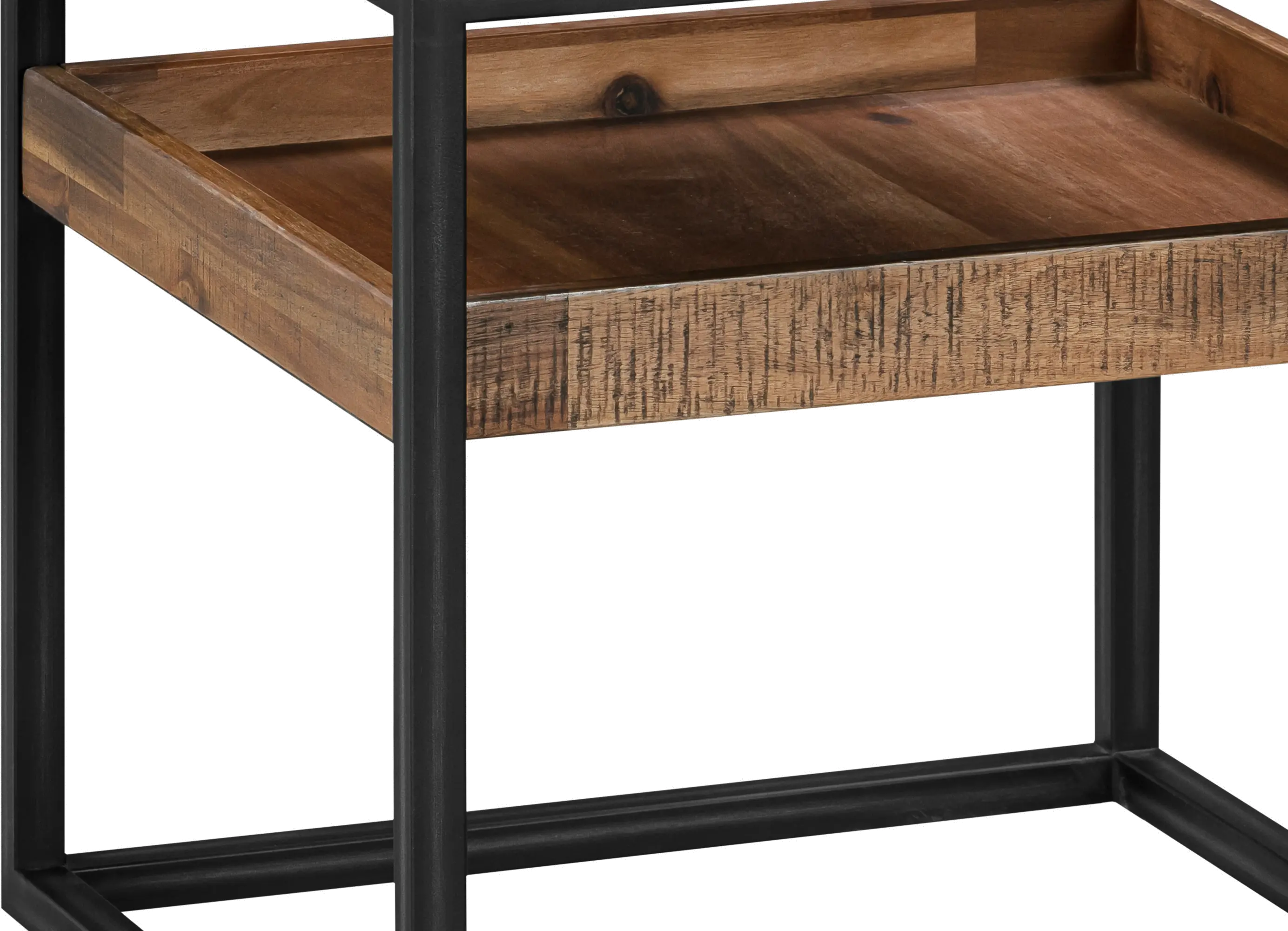 LCLDLARU Ludgate Black and Brown Square End Table with Shelf-2