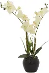 White Faux Orchid Flower in Pot