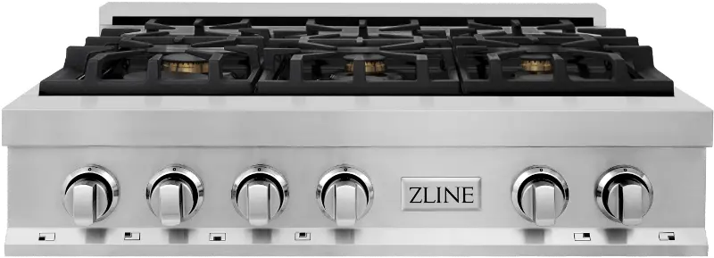 ZLINE Gas Rangetop - Stainless Steel, Brass 36 Inch