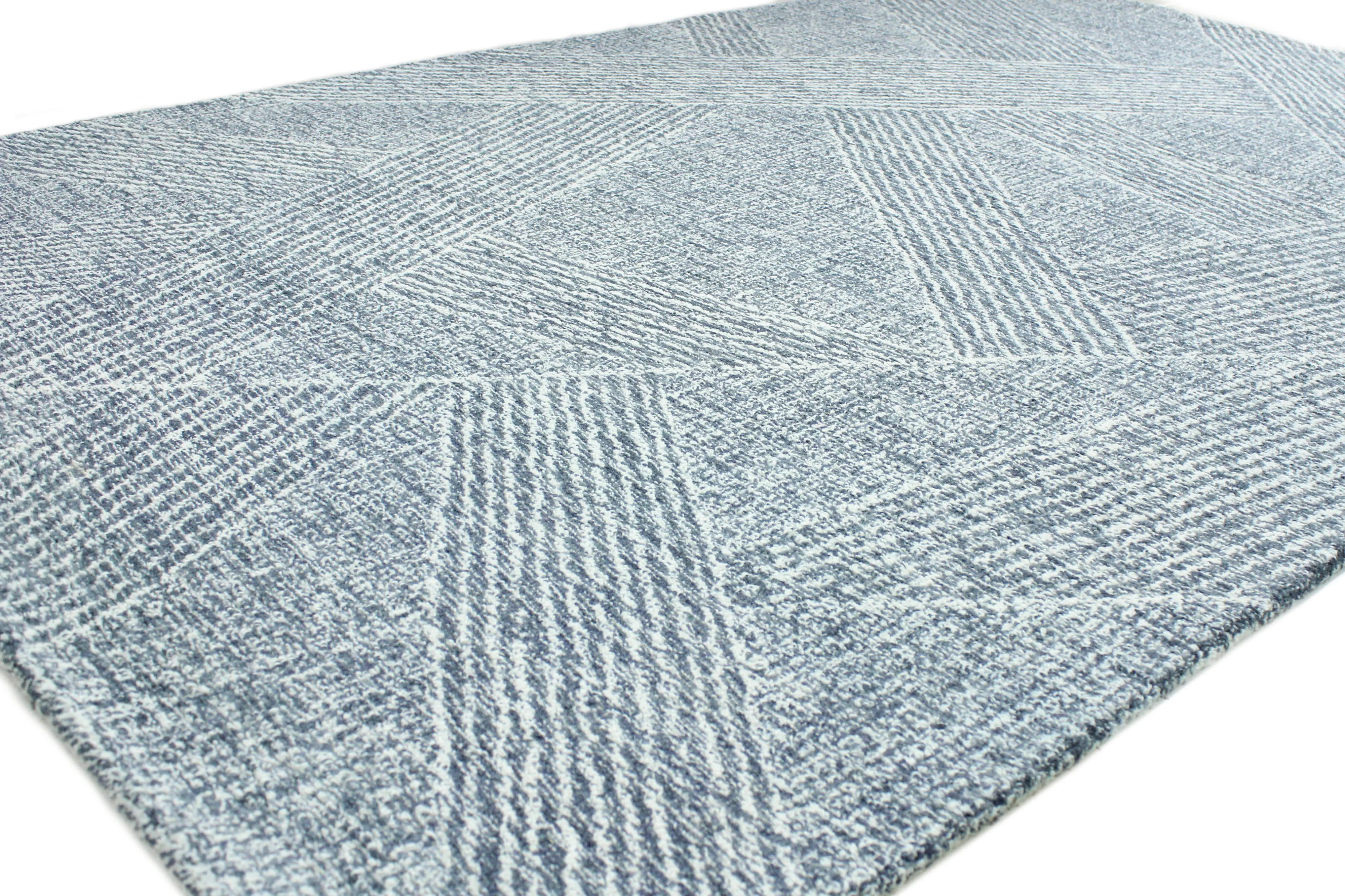 R131-SLA-2.6X8-AL120 Nathanial Slate and White Striped 8 Foot Runner Rug-3
