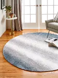 A164-WHBL-8 RND-AND106 Felton Blue and Gray 8 Foot Round Rug