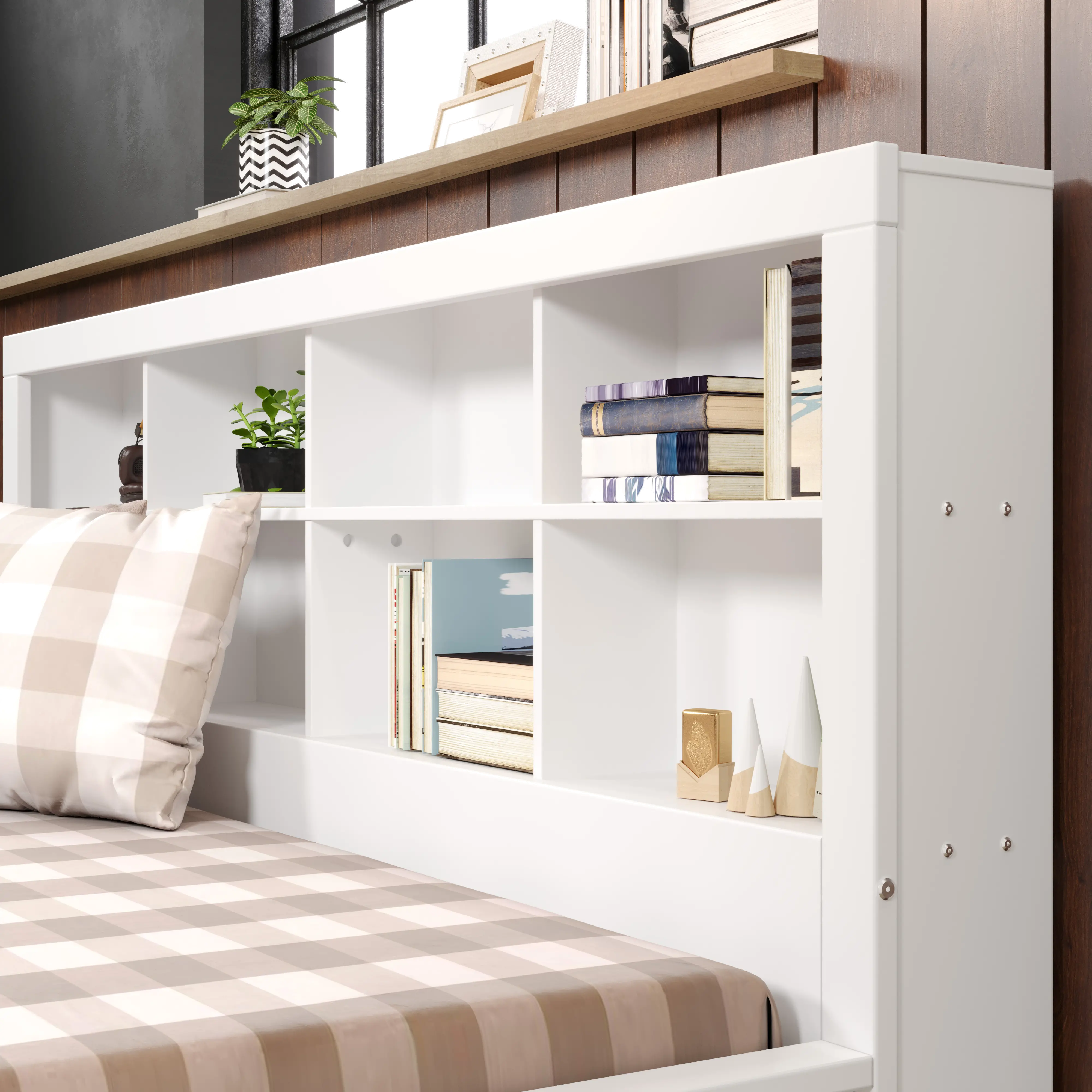 White Full Bookcase Daybed with Trundle-5