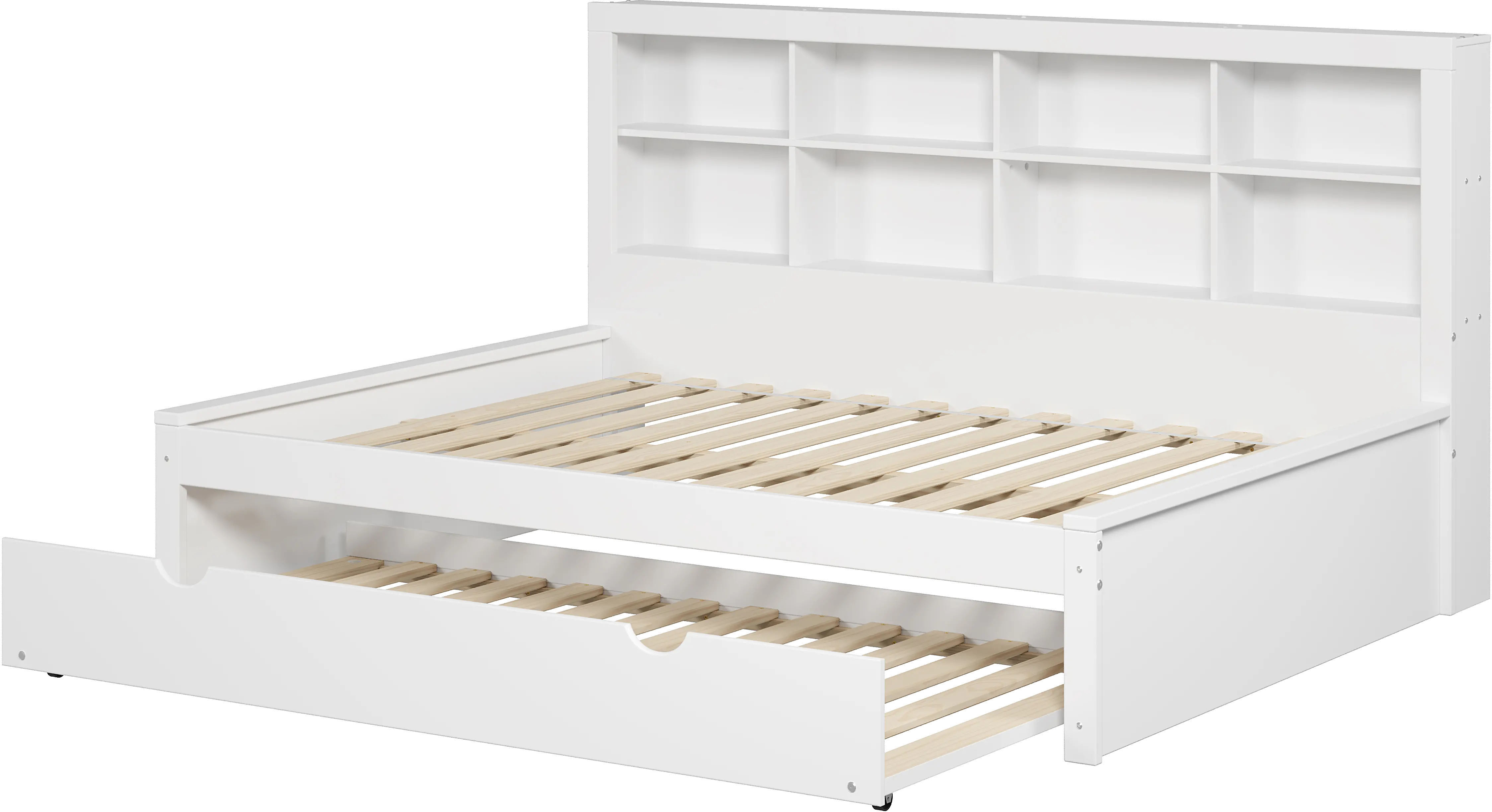 White Full Bookcase Daybed with Trundle-1