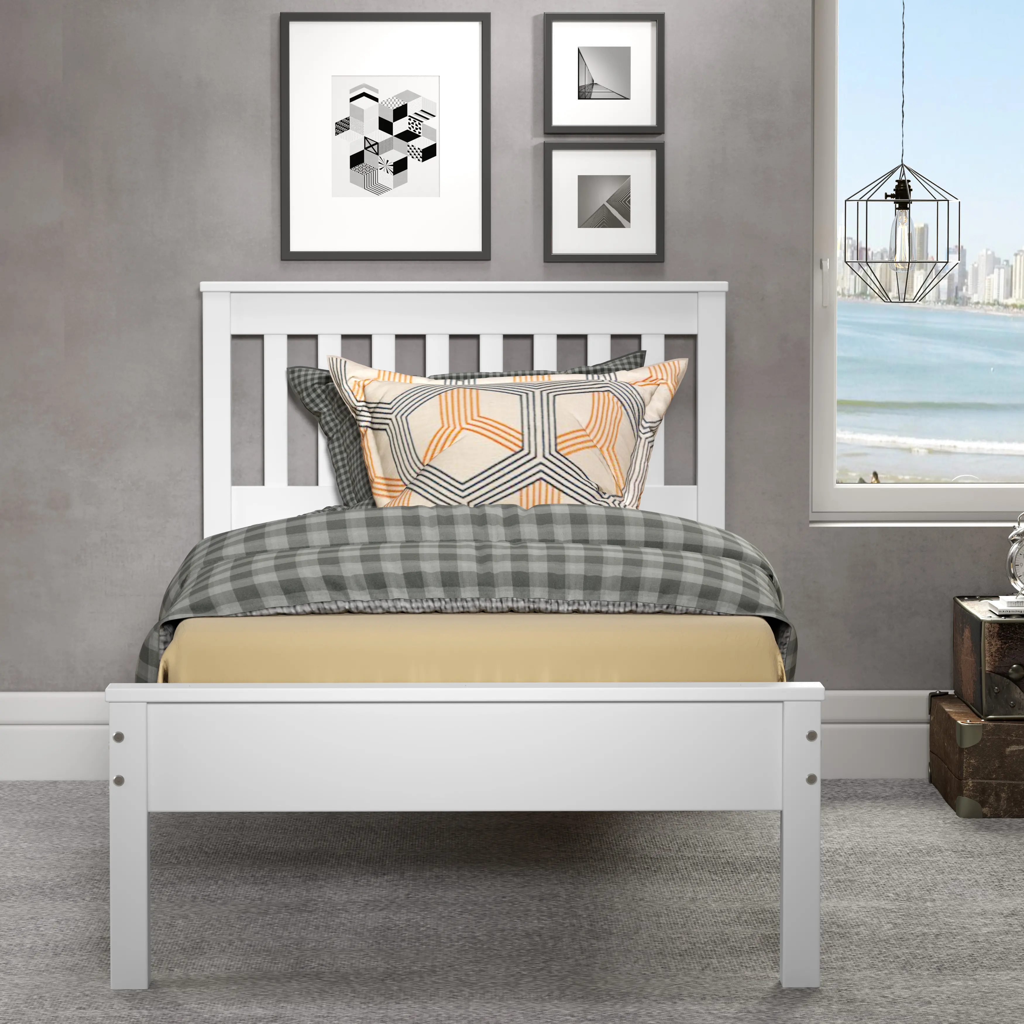 Contempo White Twin Bed-1