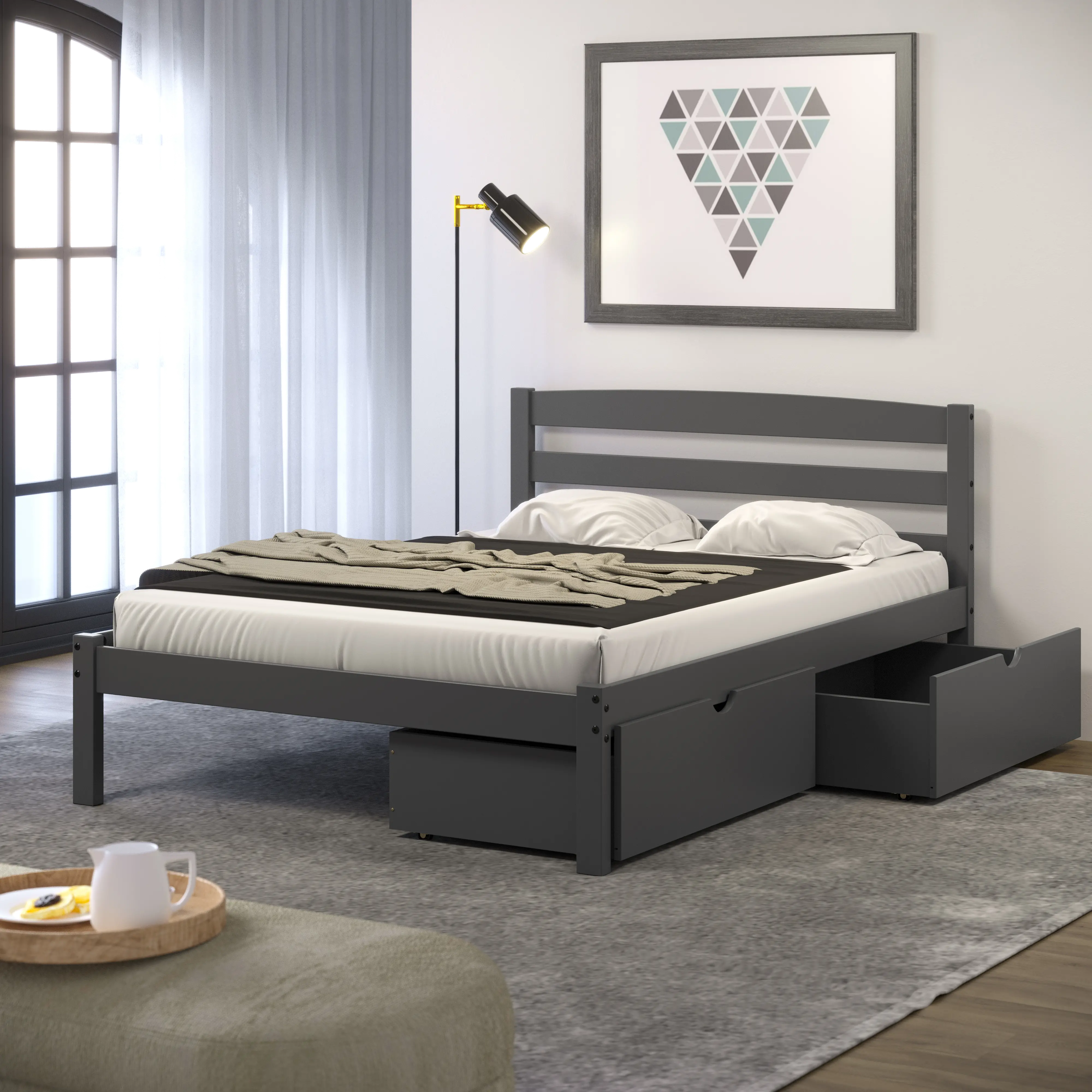 Econo Gray Full Bed with Storage Drawers-2