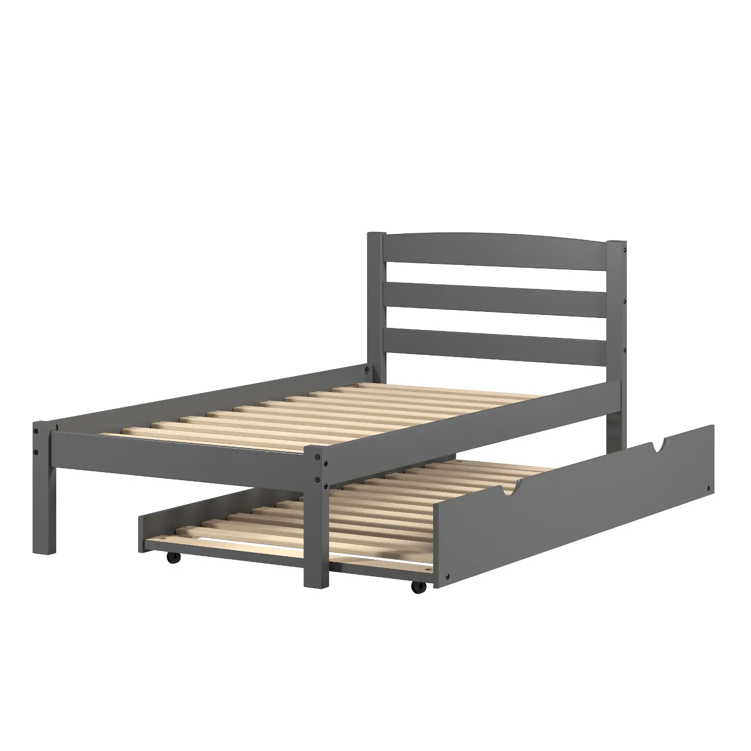 Econo Gray Twin Bed with Trundle-1
