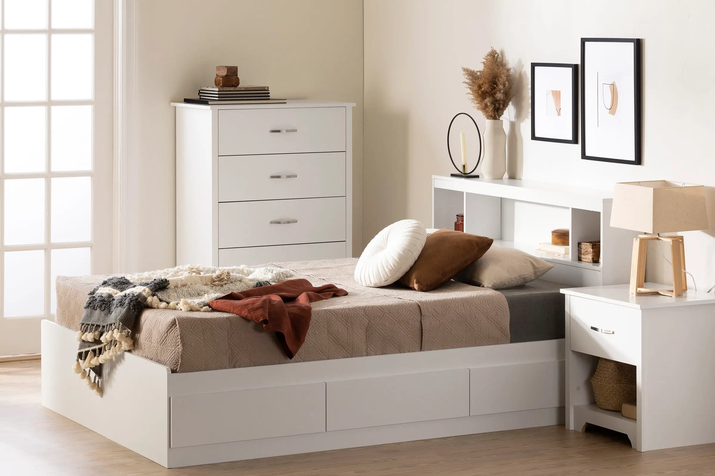 15131 Fusion White Full Bed and Headboard Set - South Shore-2