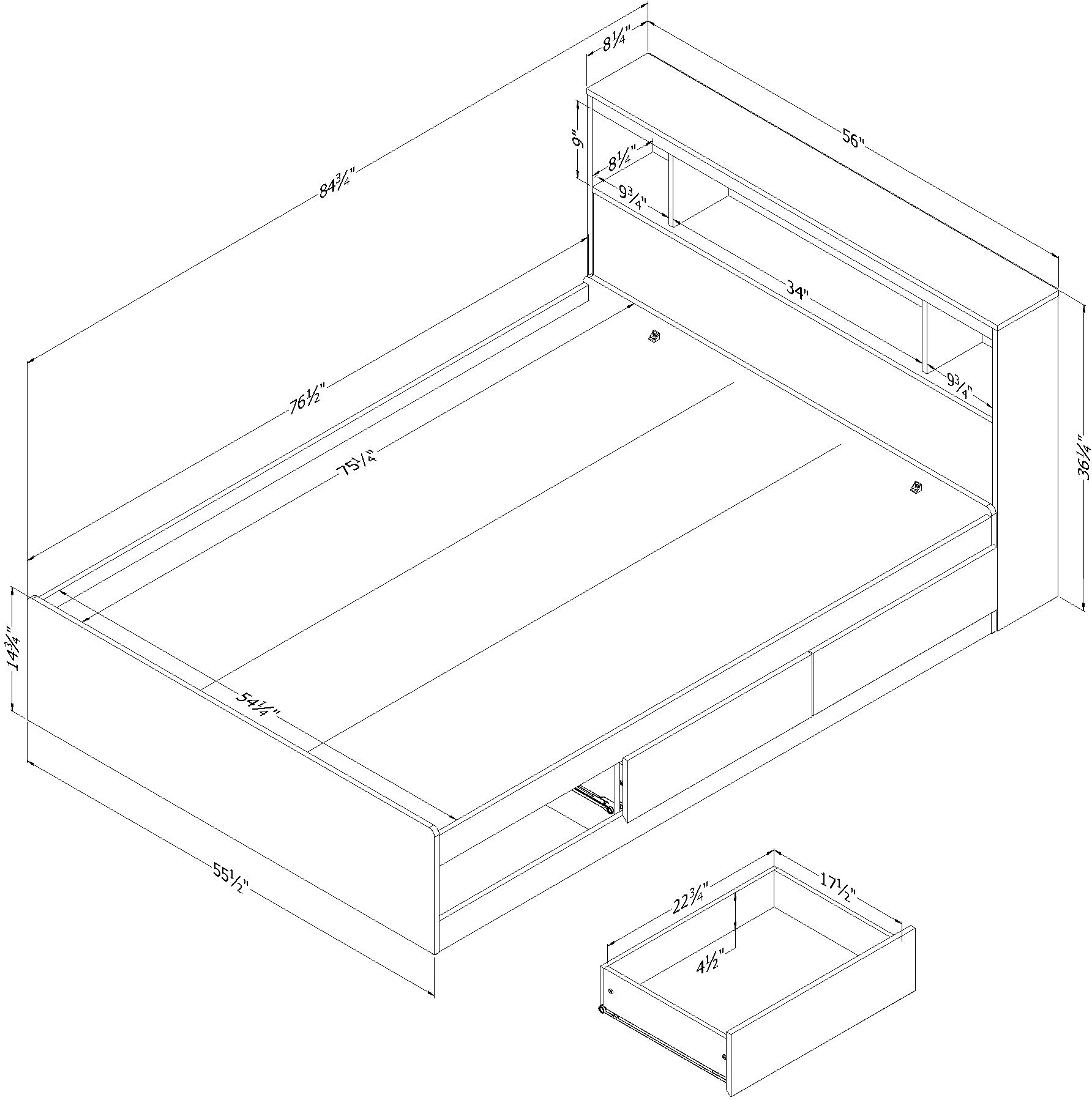 15131 Fusion White Full Bed and Headboard Set - South Shore-8