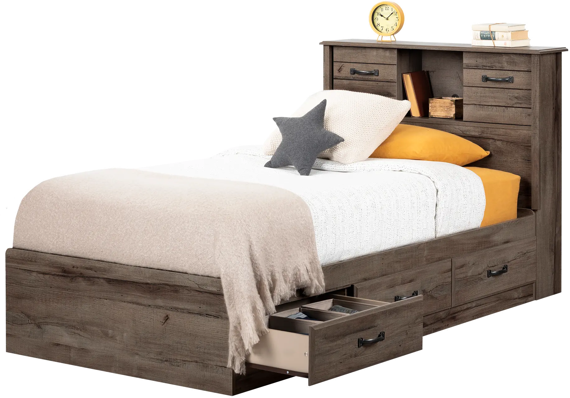 15133 Ulysses Brown Twin Bed and Headboard Set - South Shore-1