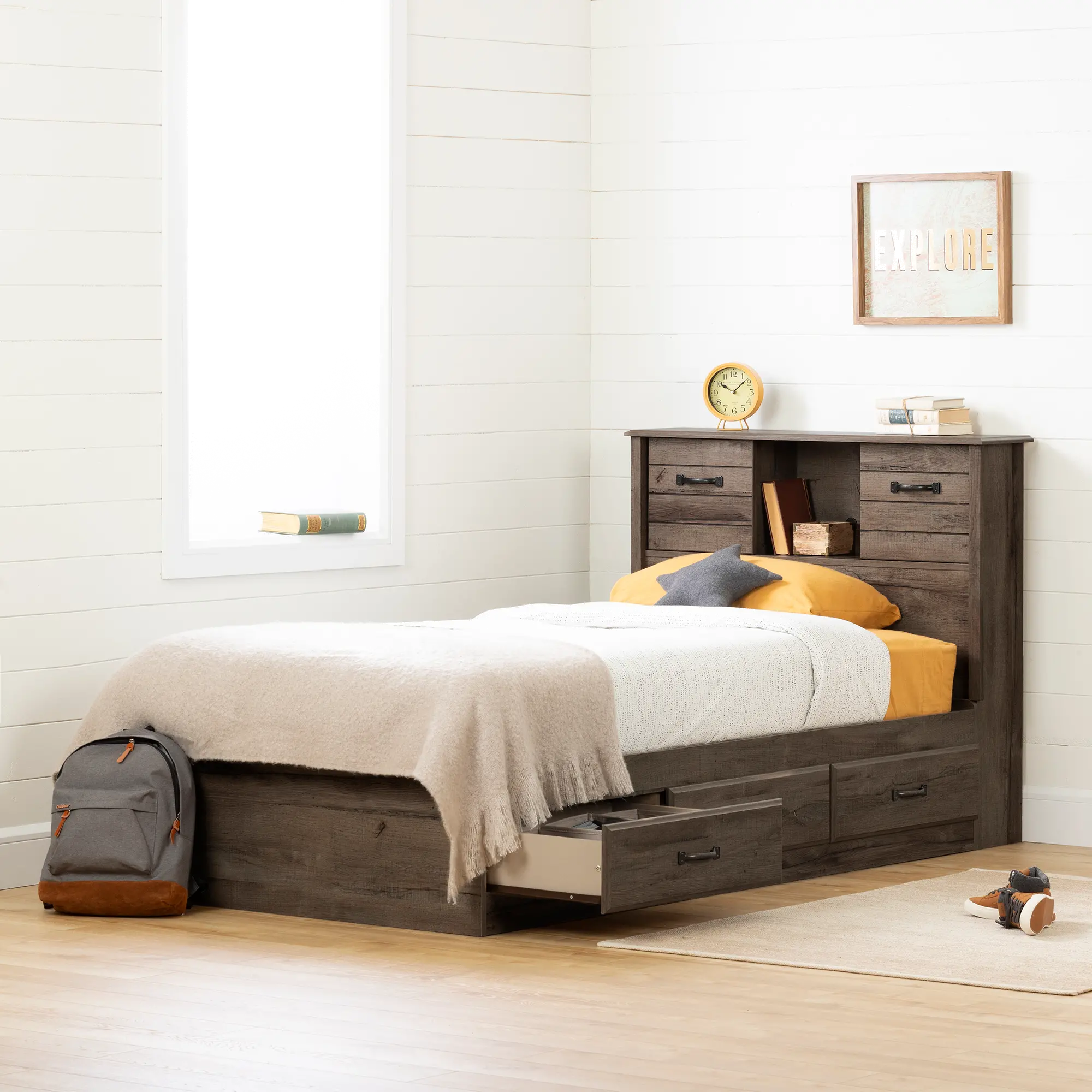 15133 Ulysses Brown Twin Bed and Headboard Set - South Shore-2