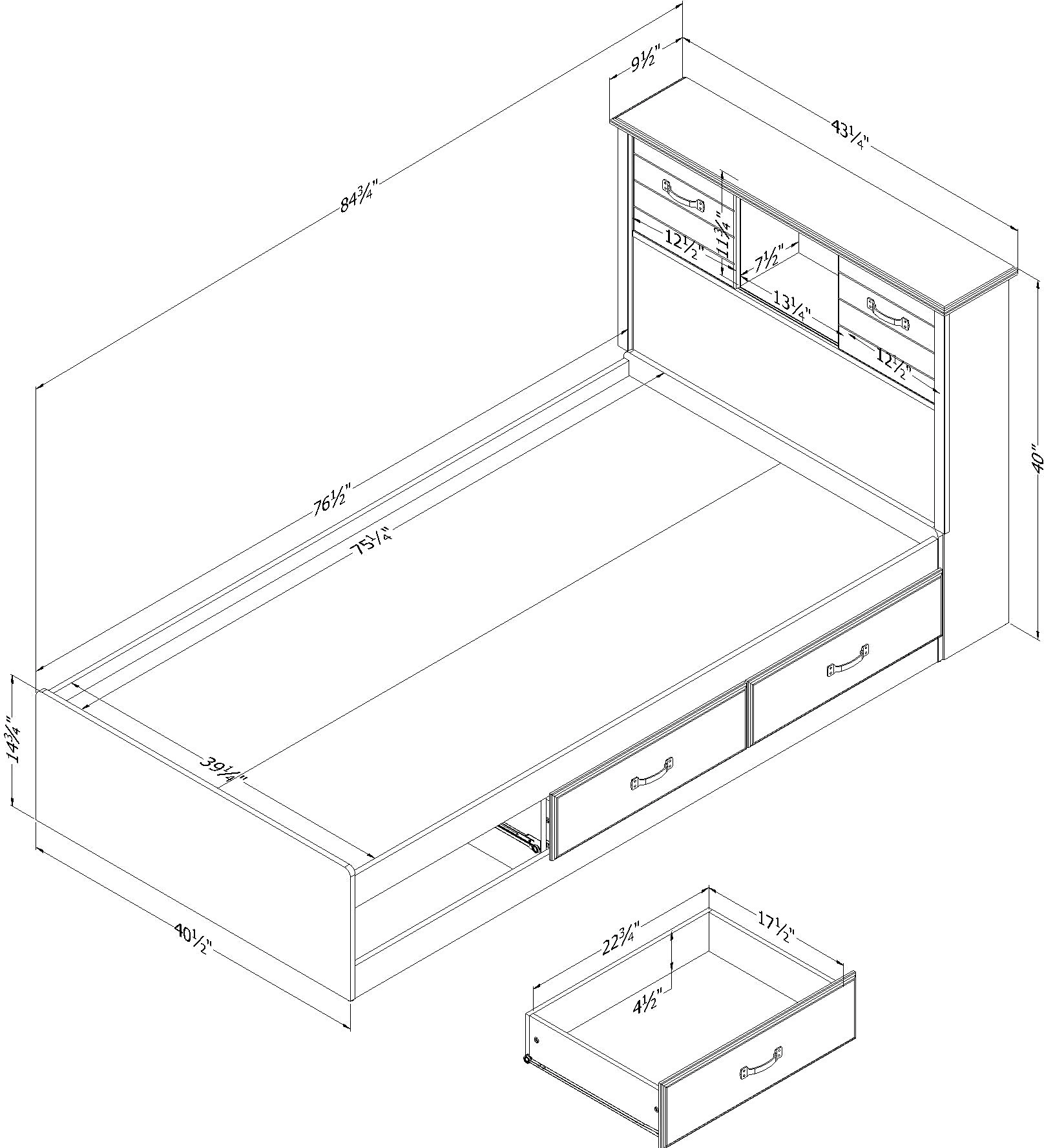 15133 Ulysses Brown Twin Bed and Headboard Set - South Shore-7