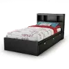 10049 Spark Black Twin Storage Bed and Bookcase Headboard Set - South Shore