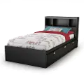 10049 Spark Black Twin Storage Bed and Bookcase Headboard Set - South Shore