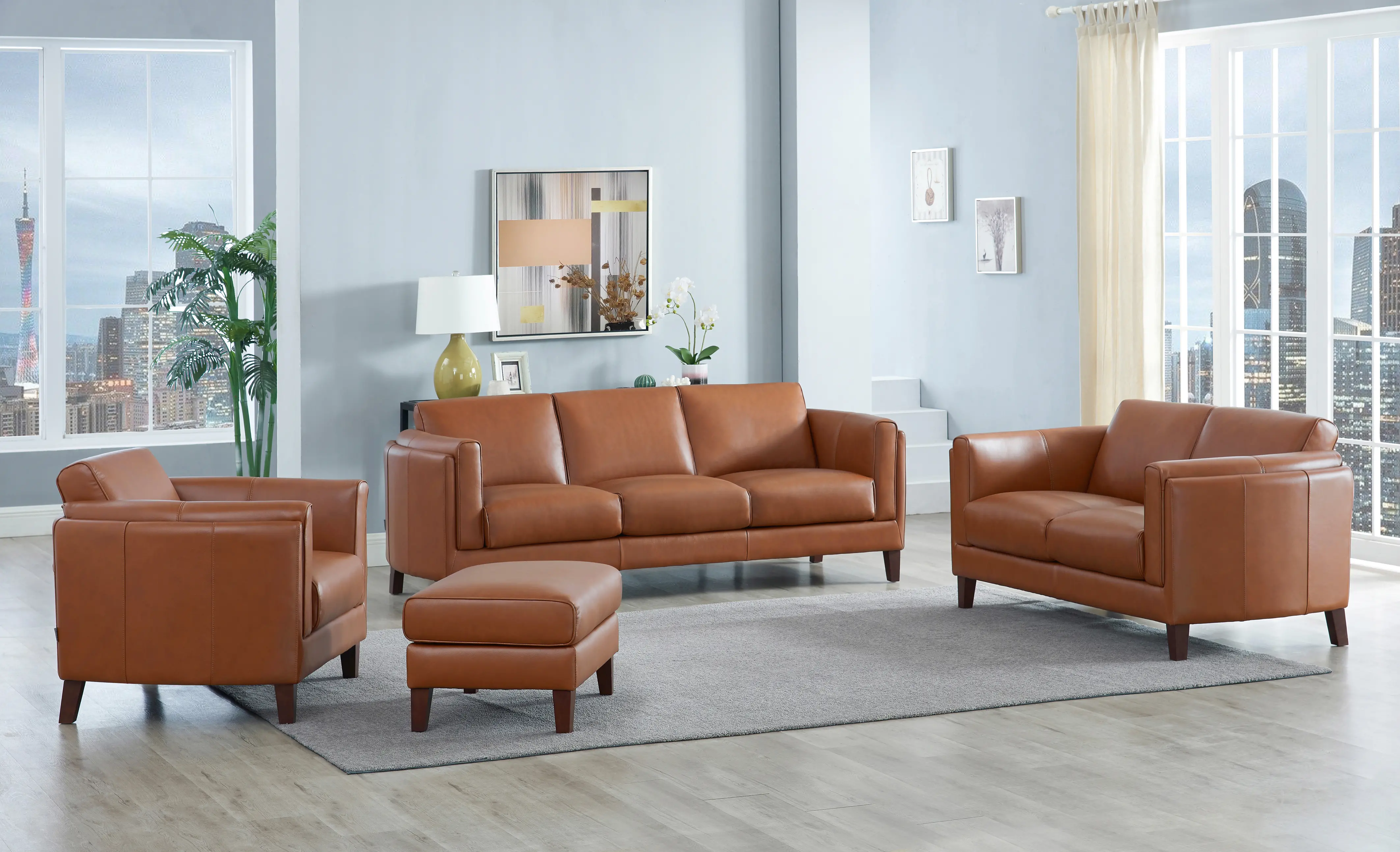Pacer Nutmeg Top Grain Leather Sofa-4
