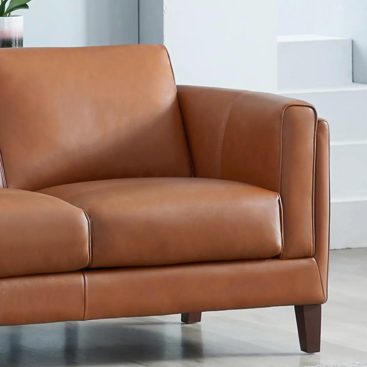 Pacer Nutmeg Top Grain Leather Loveseat-3
