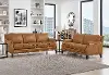 Romano Brown Leather 2 Piece Living Room Set - Sofa & Loveseat