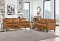 Romano Brown Leather 2 Piece Living Room Set - Sofa & Loveseat