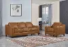 Ballari Cognac Brown Leather 2 Piece Living Room Set - Sofa & Chair