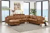 Ballari Cognac Brown Leather 4 Piece Sectional with Left-Facing Chaise