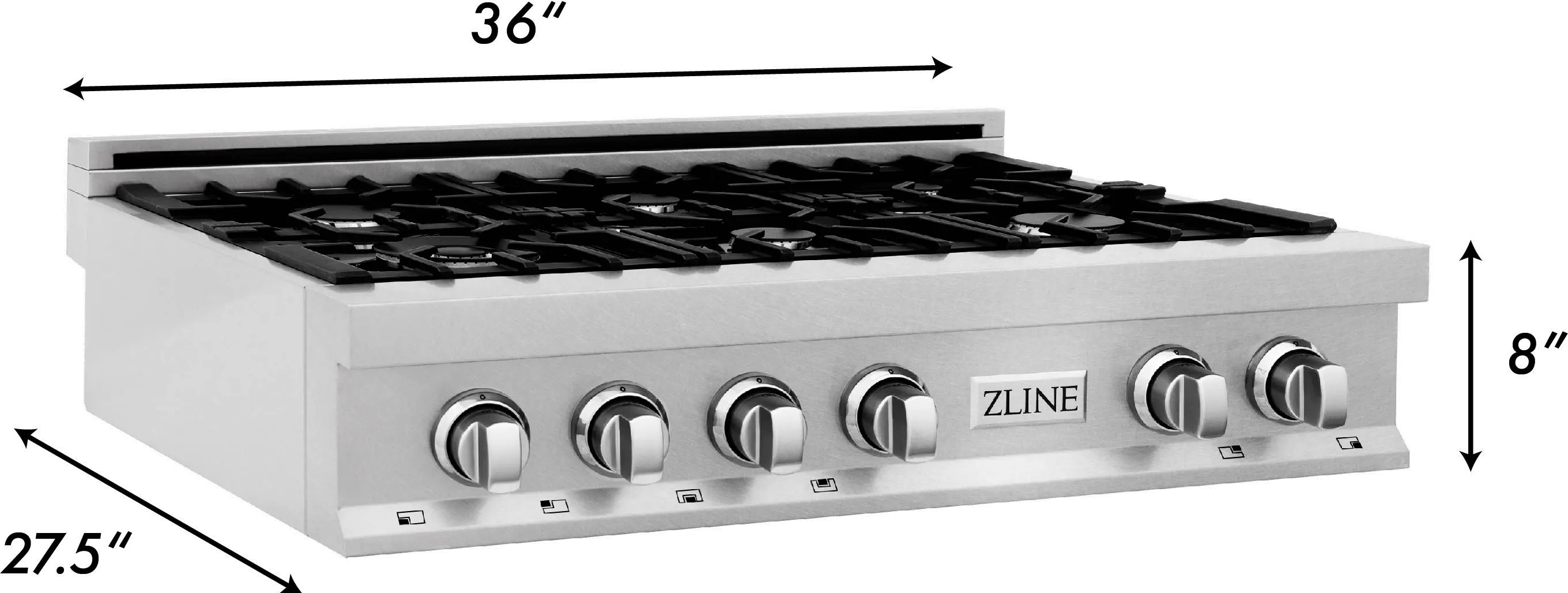 RTS-36 ZLINE Gas Rangetop - DuraSnow® Stainless Steel 36 Inch-11