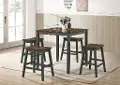 IDF-3124GYPT5PK Silva Antique Gray 5 Piece Counter Height Dining Set