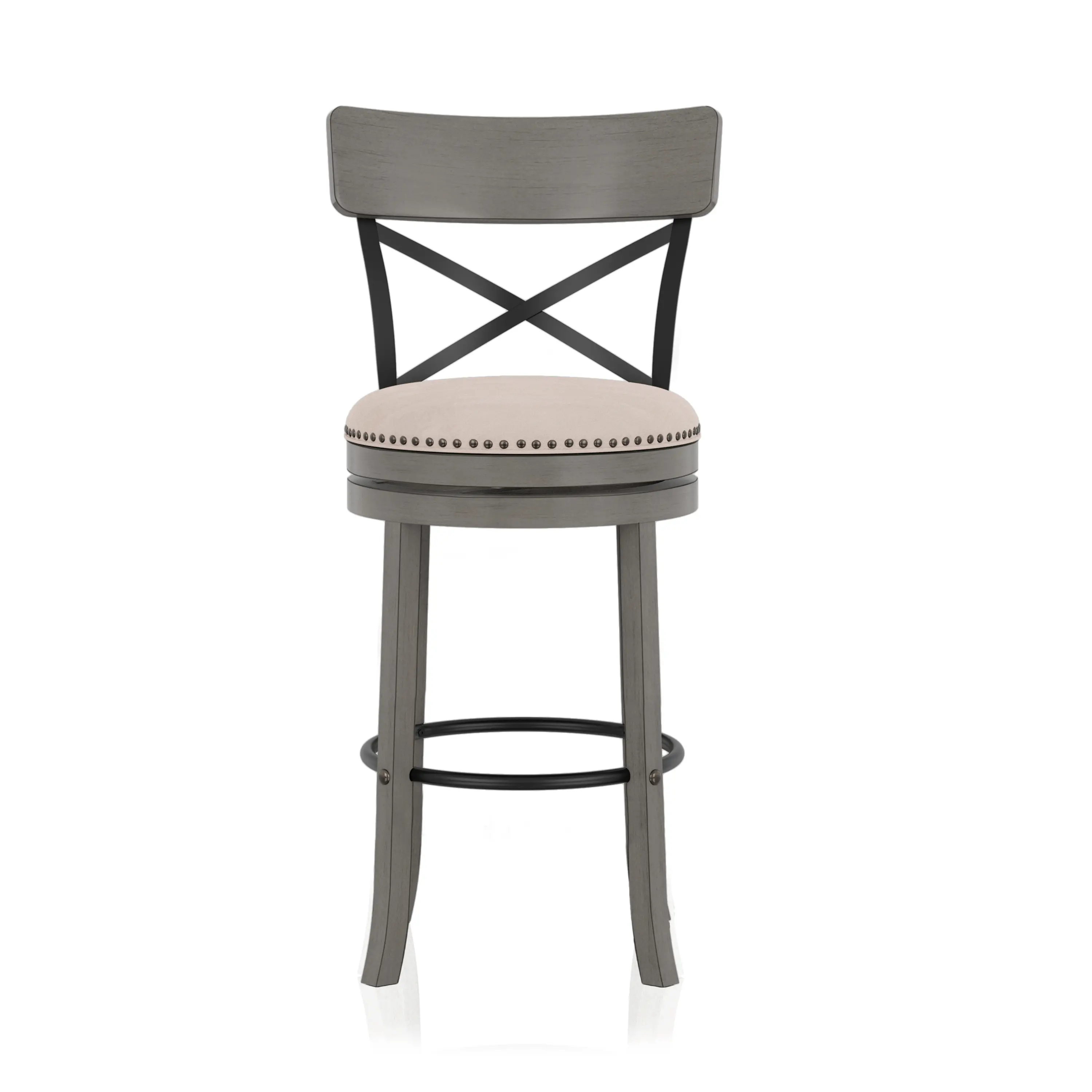 IDF-BR1855LG-29 Shae Oak Gray Swivel Bar Stool, Set of 2-2
