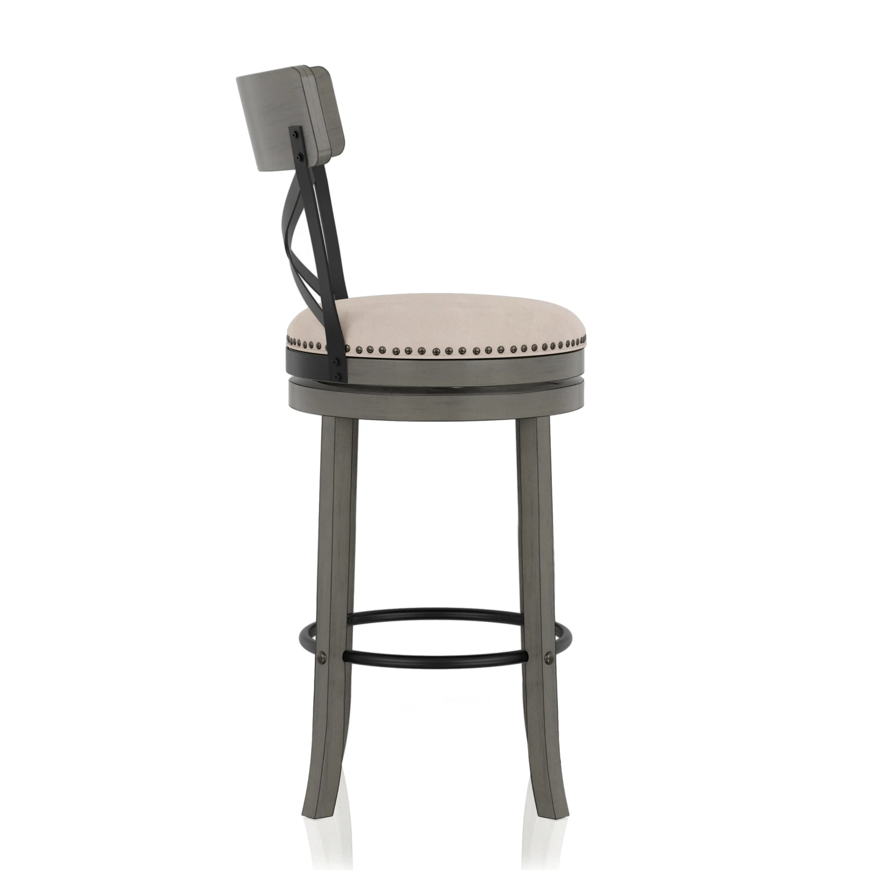 IDF-BR1855LG-29 Shae Oak Gray Swivel Bar Stool, Set of 2-3