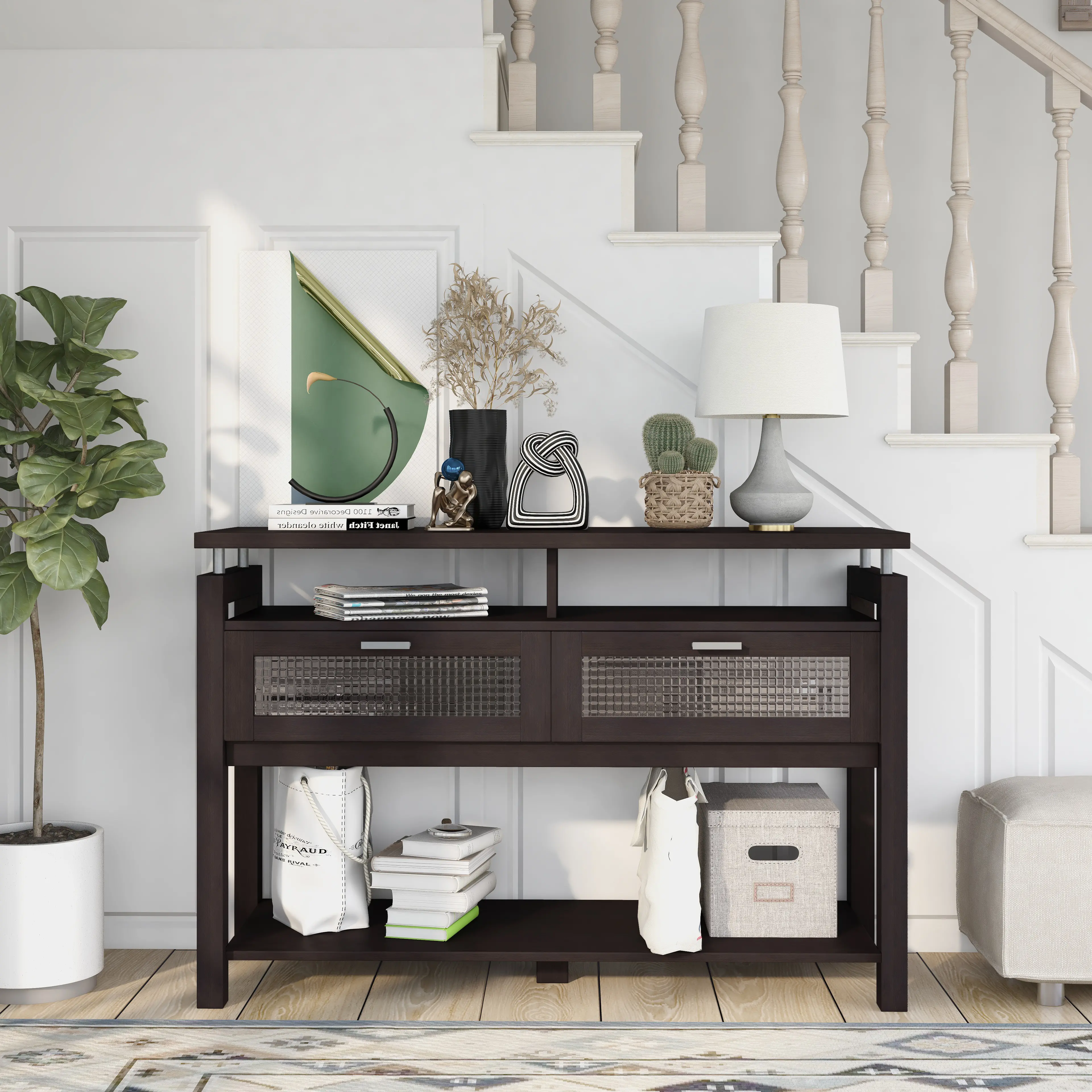 YNJ-1532C5 Tayler Espresso Brown Console Table-2