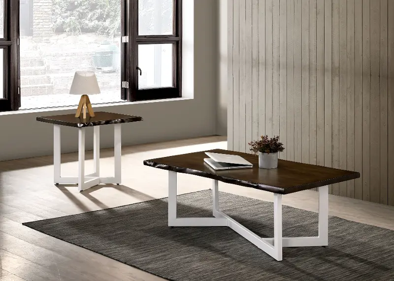 Krestian Oak and White Tables, 2 Piece Set