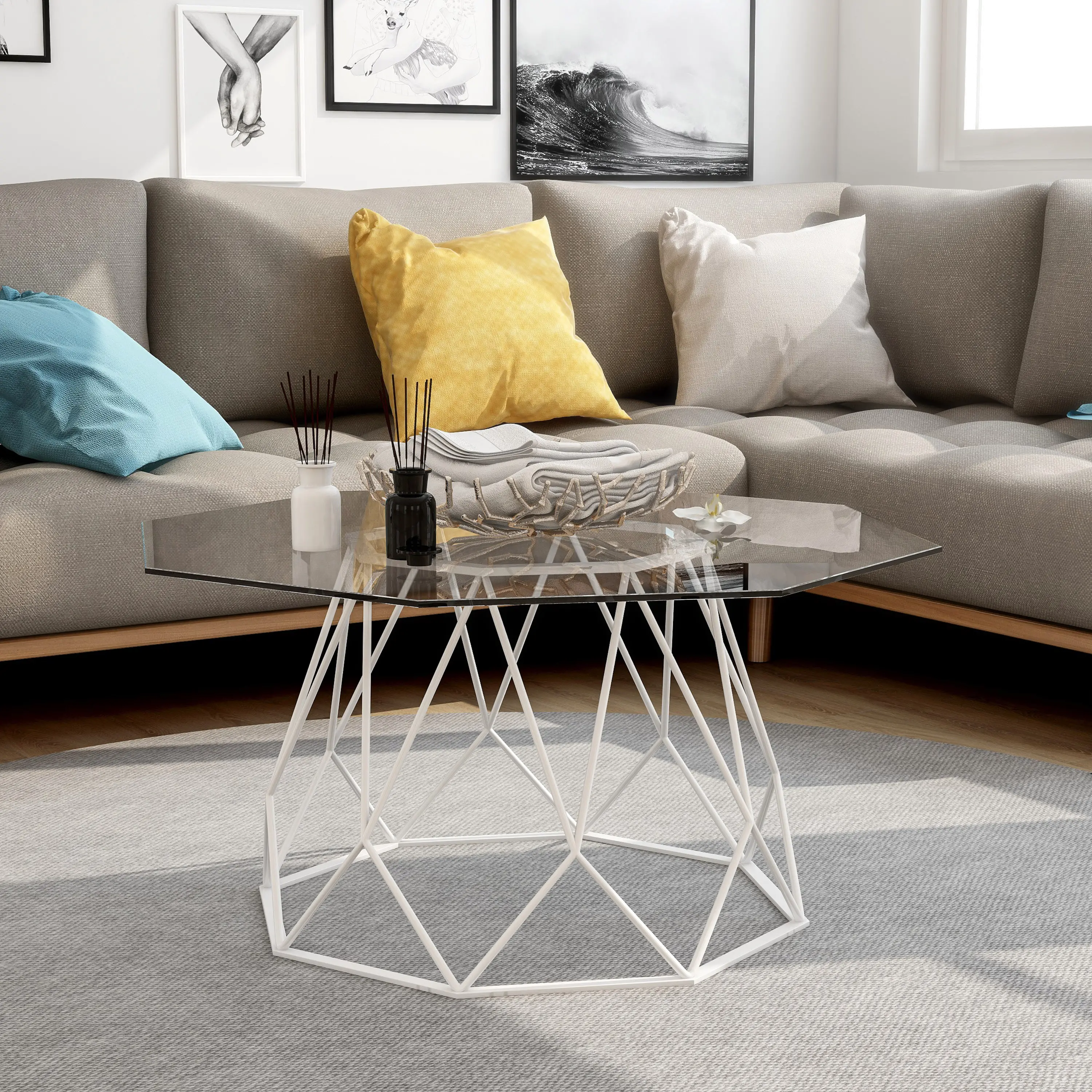 IDF-4374WH-C Growder White Coffee Table-1