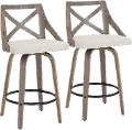 B26-CHARLOT LGYCR2 Charlotte Cream & Light Gray Wood Counter Stool, Set of 2