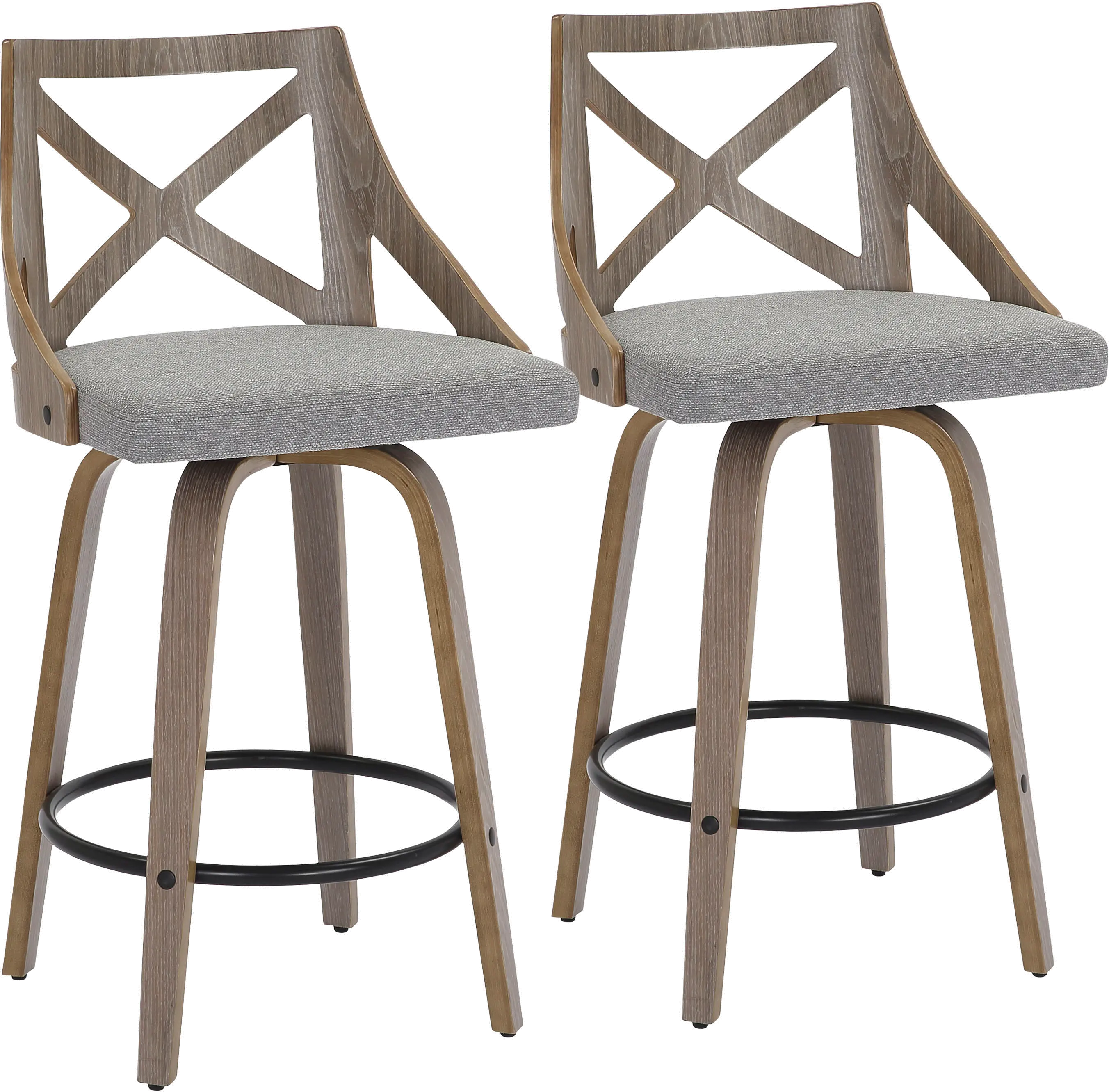 B26-CHARLOT LGYGY2 Charlotte Gray & Light Gray Wood Counter Stool, Set of 2-1