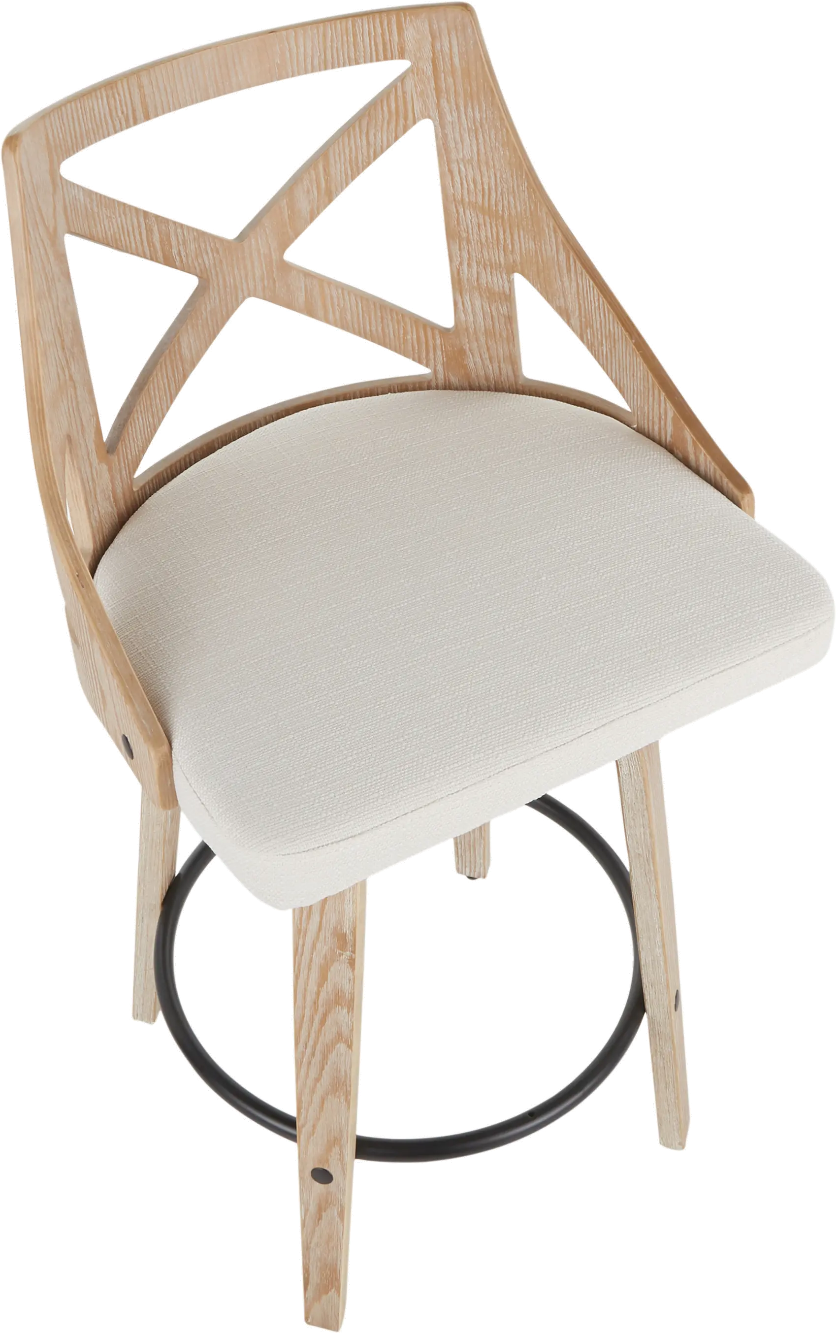 B26-CHARLOT2-SWVQ WWCR2 Charlotte Cream & White-Washed Wood Counter Stool, Set of 2-7